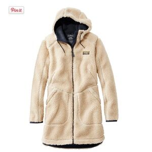L.L. Bean Beige Fleece Hooded Jacket